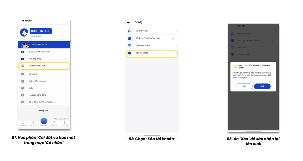 Xóa tài khoản BUFF